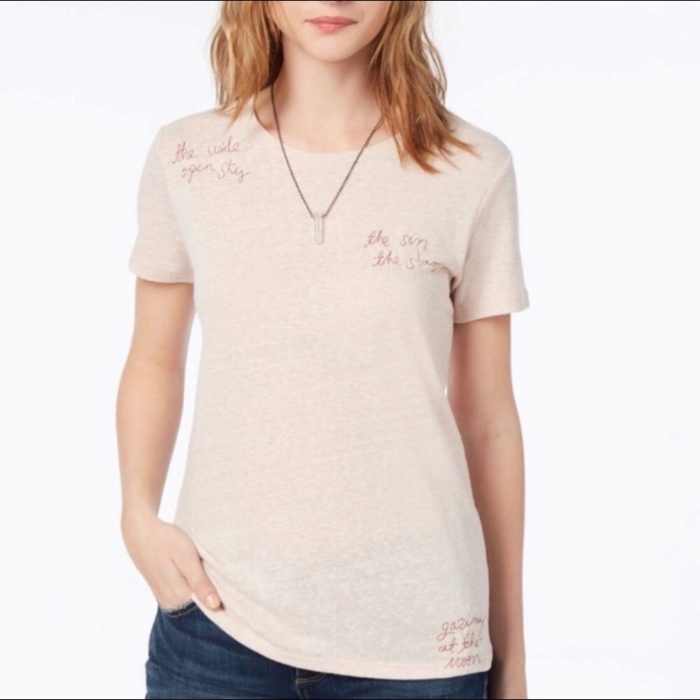 NWT Lucky Brand Pink TShirt w/ embroidery